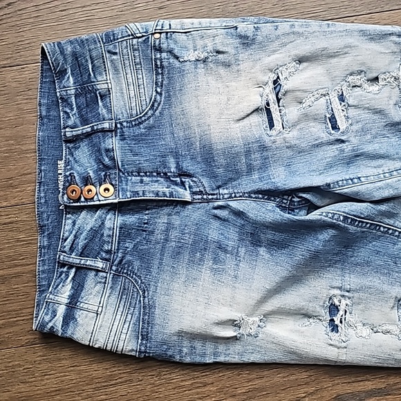 80s STYLE DISTRESSED BLEACHED ACID WASH SCULPTING SKINNY JEAN. SIZE 9 - Picture 3 of 6